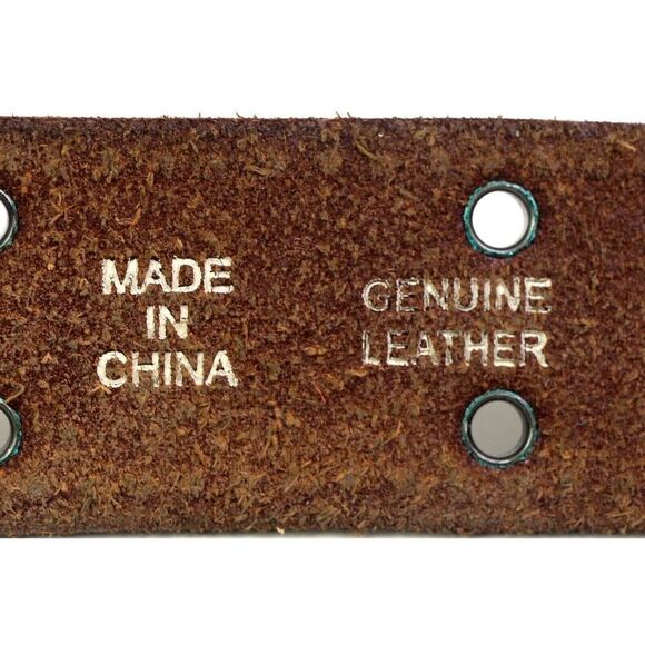 STUDS BROWN GENUINE LEATHER 1 1/2"Wd CASUAL DRESS WOMEN'S BELT Sz M (G3 - Picture 7 of 12